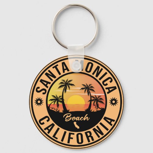 Santa Monica California Sunset Vacation Souvenirs Keychain