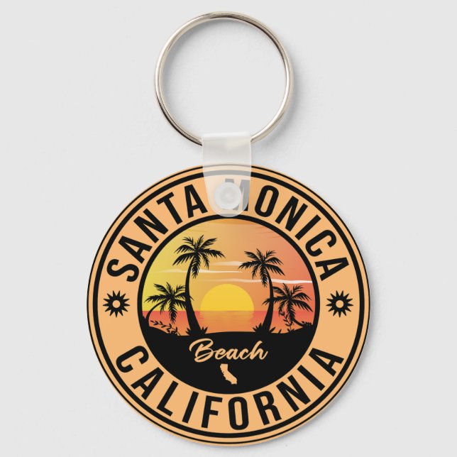 Santa Monica California Sunset Vacation Souvenirs Keychain (Front)