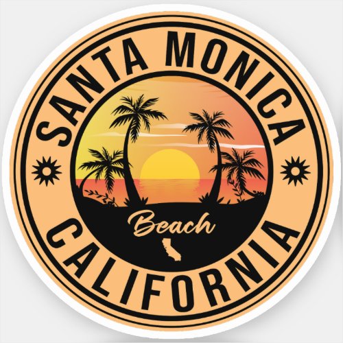 Santa Monica California Sunset Vacation Souvenirs Sticker