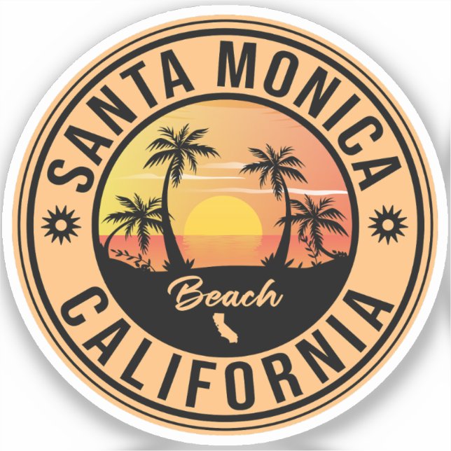 Santa Monica California Sunset Vacation Souvenirs Sticker (Front)