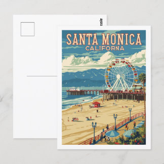 Santa Monica California USA Famous Vintage Travel Postcard