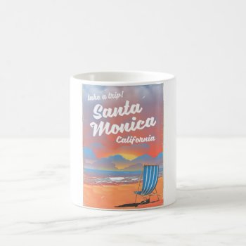 Santa Monica California Vintage Beach Poster Coffee Mug by bartonleclaydesign at Zazzle
