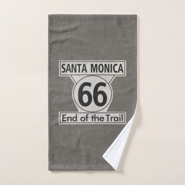 Santa Monica End of the Trail Route 66 Bath Towel Set (Hand Towel)