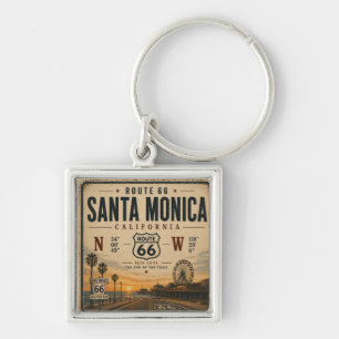 Santa Monica End Trail Coordinates Keychain