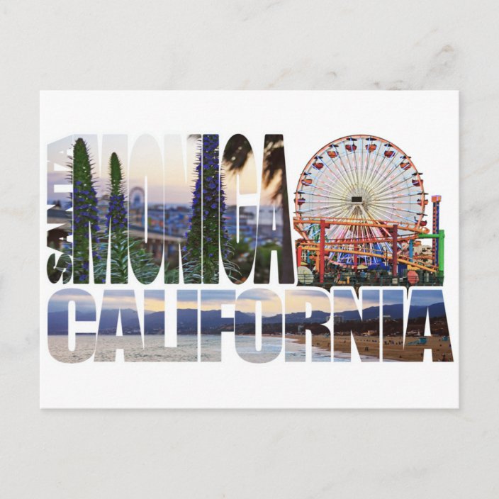 Santa Monica logo flowers pier beach Postcard | Zazzle.com