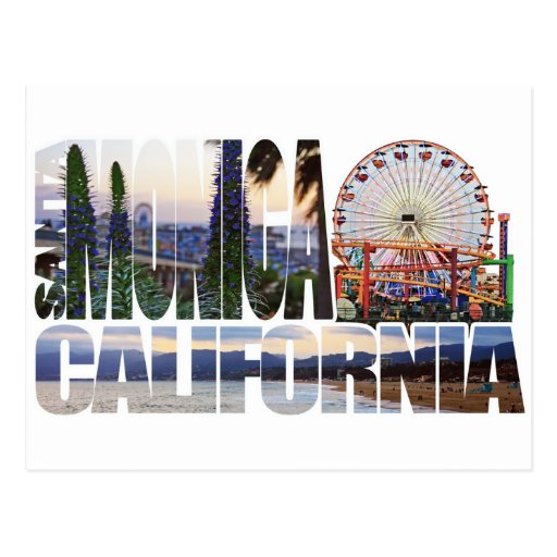 Santa Monica logo flowers pier beach Postcard | Zazzle