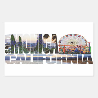 Santa Monica logo flowers pier beach Rectangular Sticker