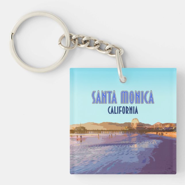 Santa Monica Los Angeles California Vintage Keychain (Front)