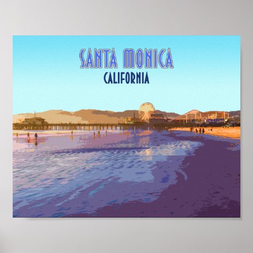 Santa Monica Los Angeles California Vintage Poster