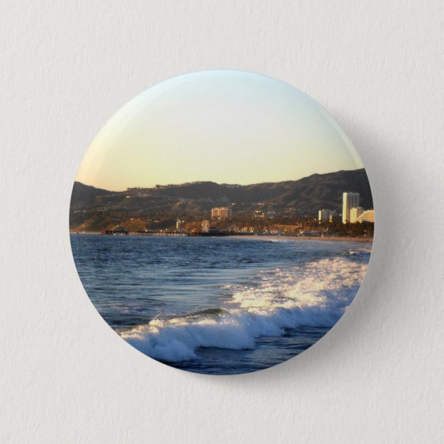 Santa Monica Pier as seen from Venice Beach Button (Front)