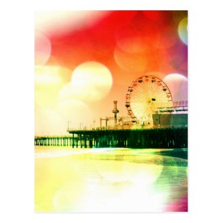 Santa Monica Pier - Bursting Colors Photo Edit Postcard
