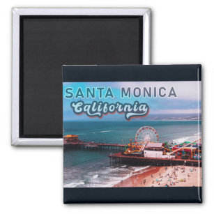 Santa Monica Pier Ca USA Retro Souvenirs 80s Magnet