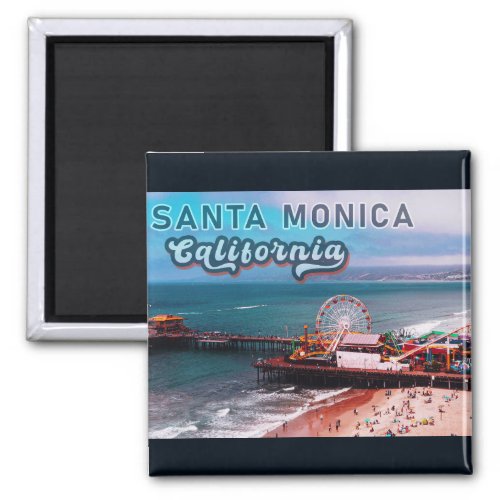 Santa Monica Pier Ca USA Retro Souvenirs 80s Magnet