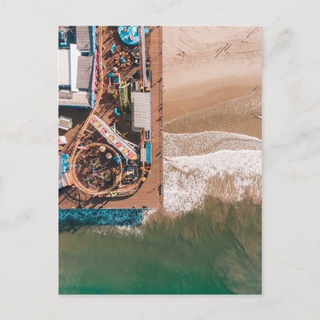 SANTA MONICA PIER, CALIFORNIA - AERIAL VIEW POSTCARD (Front)