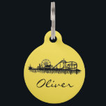 Santa Monica Pier California Cali Ferris Wheel Pet ID Tag<br><div class="desc">Design features an original pen-and-ink illustration of the Santa Monica Pier in Santa Monica,  California. Simply personalize with your pet's information. Coordinating pet products available. 

Don't see what you're looking for? Need help with customization? Click "contact this designer" to have something created just for you!</div>
