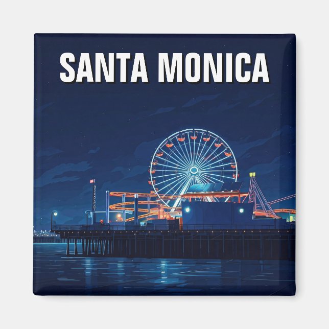 Santa Monica Pier California Los Angeles Magnet (Front)