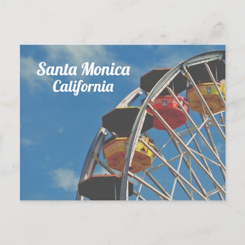 Santa Monica Pier California Vintage Ferris Wheel Postcard