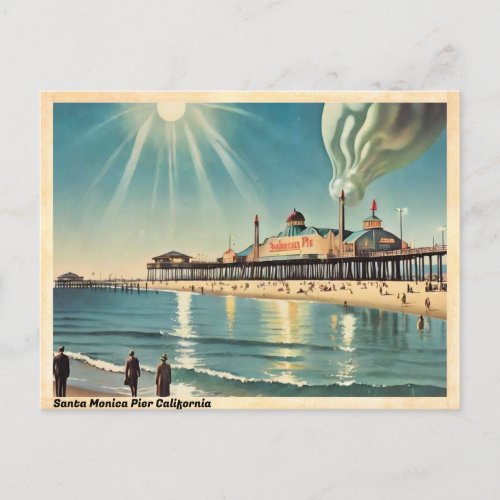 Santa Monica Pier California Vintage Travel Postcard