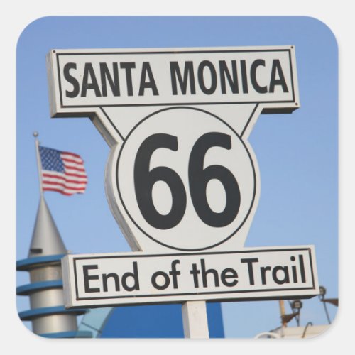 Santa Monica Pier _ End of the Trail Square Sticker