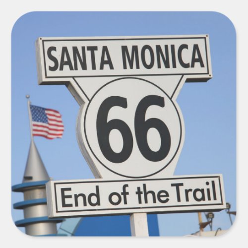 Santa Monica Pier _ End of the Trail Square Sticker