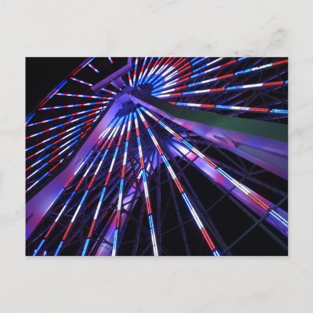 Santa Monica Pier Ferris Wheel at Night Postcard (Front)