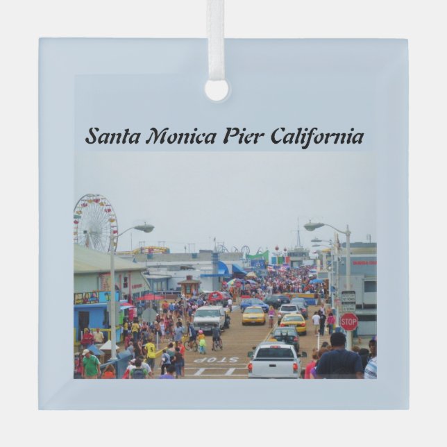 SANTA MONICA PIER    GLASS ORNAMENT (Front)