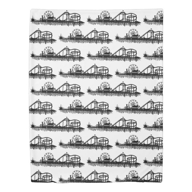 Santa Monica Pier Los Angeles California Beach Duvet Cover (Front)