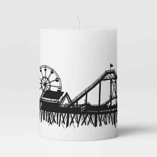 Santa Monica Pier Los Angeles California Beach Pillar Candle (Front)