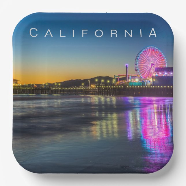 Santa Monica Pier | Los Angeles, California Paper Plates (Front)