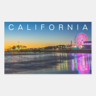 Santa Monica Pier   Los Angeles, California Rectangular Sticker