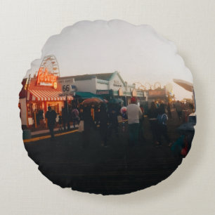Santa Monica Pier, Los Angeles, California Round Pillow