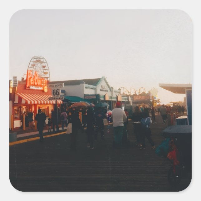 Santa Monica Pier, Los Angeles, California Square Sticker (Front)