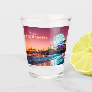Santa Monica Pier Pink & Blue Sunset Los Angeles Shot Glass