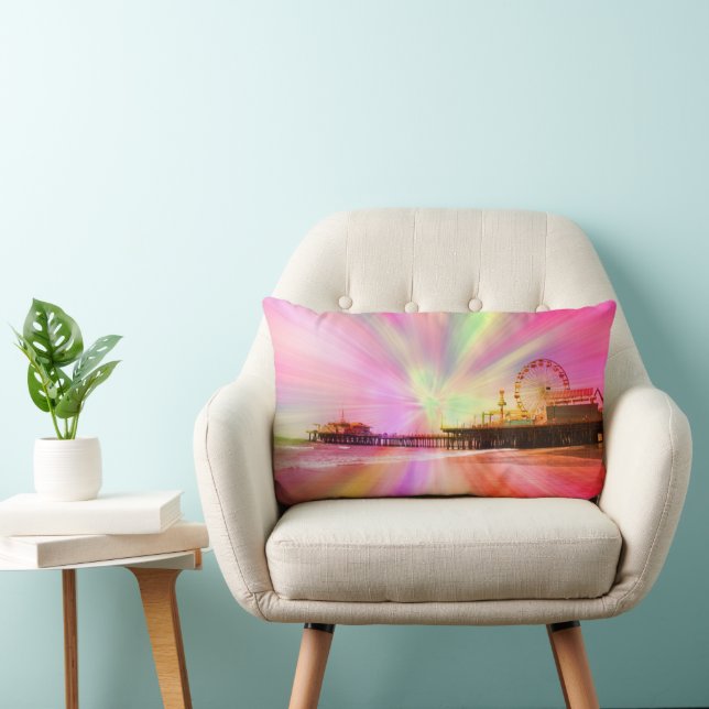 Santa Monica Pier Pink Explosion Lumbar Pillow (Chair)