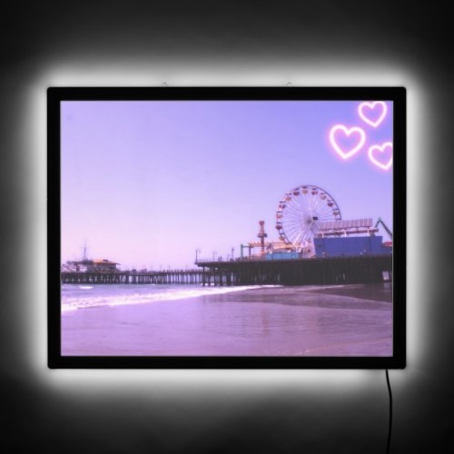 Santa Monica Pier Purple Hearts LED Sign