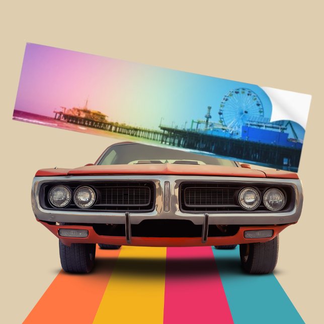 Santa Monica Pier Rainbow Colors Bumper Sticker (Creator Uploaded)