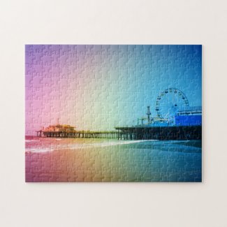 Santa Monica Pier Rainbow Colors Jigsaw Puzzle