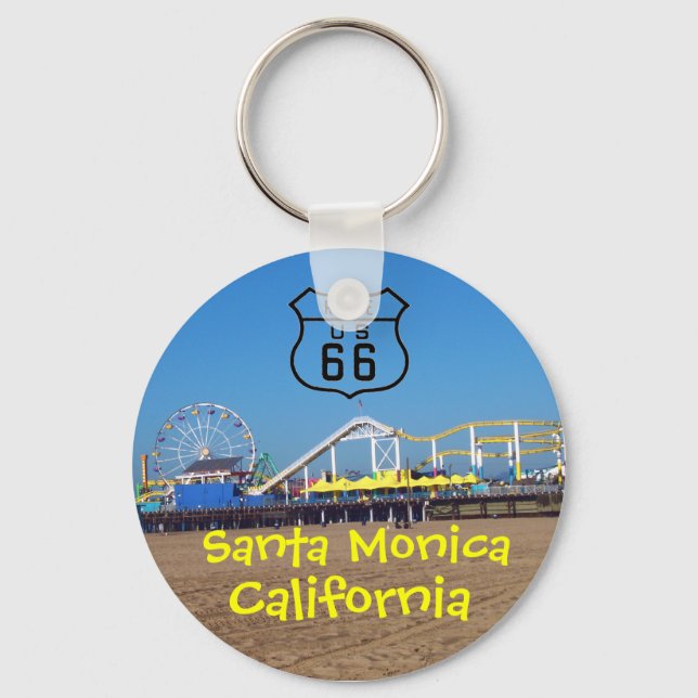 Santa Monica Pier Route 66 California Keychain (Front)