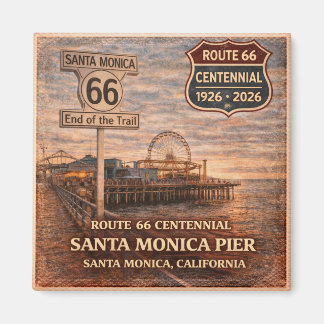 Santa Monica Pier Route 66 Fridge Souvenir Magnet