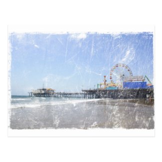 Santa Monica Pier - Shabby Chic Photo Edit Postcard