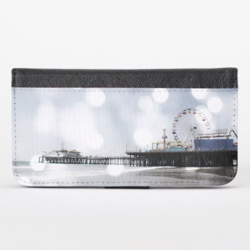 Santa Monica Pier Silver Grey Sparkles iPhone Wall iPhone X Wallet Case