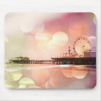 Santa Monica Pier - Sparkling Pink Photo Edit Mouse Pad