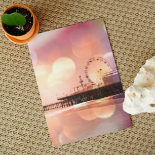 Santa Monica Pier - Sparkling Pink Photo Edit Postcard