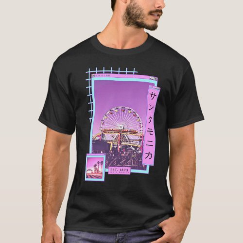Santa Monica Pier Vaporwave LoFi Retro 80s Classic T_Shirt