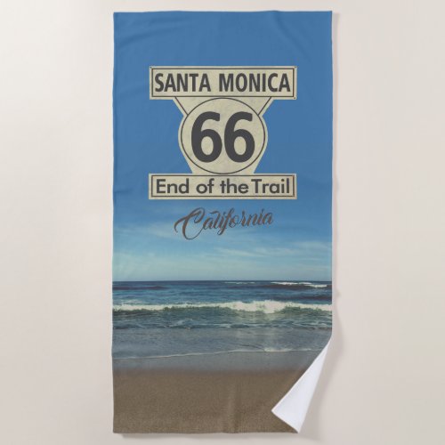 Santa Monica Route 66 Beach Towel