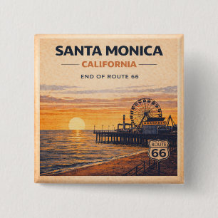 Santa Monica Route 66 California Beach Gift Button