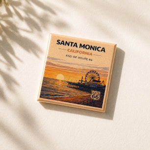 Santa Monica Route 66 California Beach Gift Button