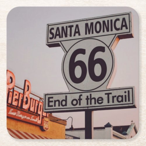 Santa Monica Route 66 California Square Paper Coaster