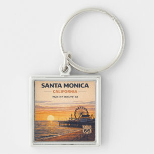 Santa Monica Route 66 Coastal Travel Keepsake Keychain