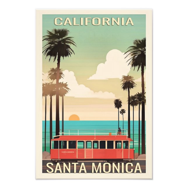 Santa Monica vintage travel poster (Front)